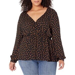 City Chic Dotty Wrap Top Size 18